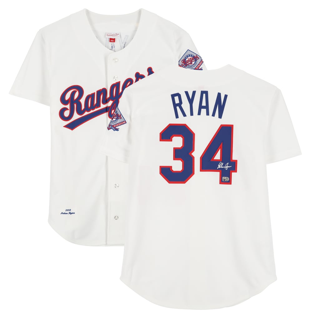 Nolan Ryan Texas Rangers Autographed Fanatics Authentic White Mitchell ...