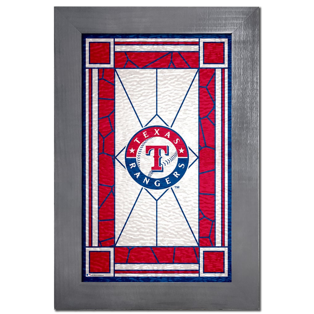 Texas Rangers 11'' x 19'' Wood Faux Stained Glass Sign