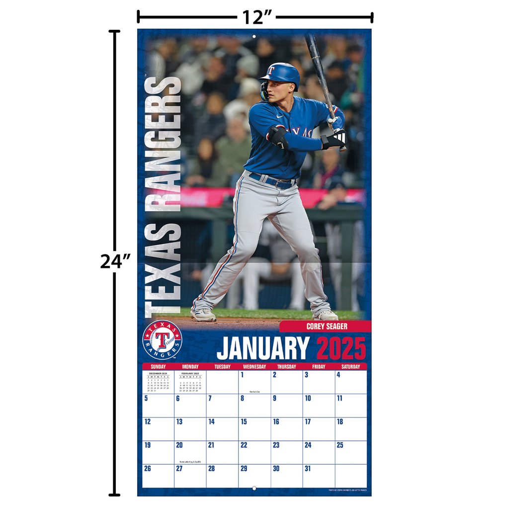 Texas Rangers 2024-2025 12” x 12” Team Wall Calendar