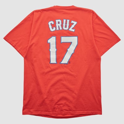 Texas Rangers Majestic 2010s T-shirt - Red - L by Fanatics Real Vintage