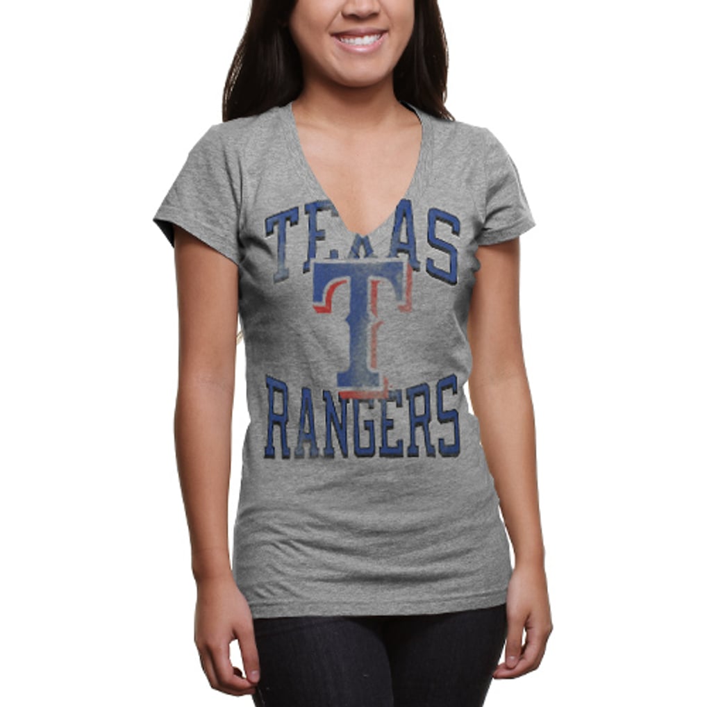 Texas Rangers Women's Curve Ball V-Neck T-Shirt - Ash