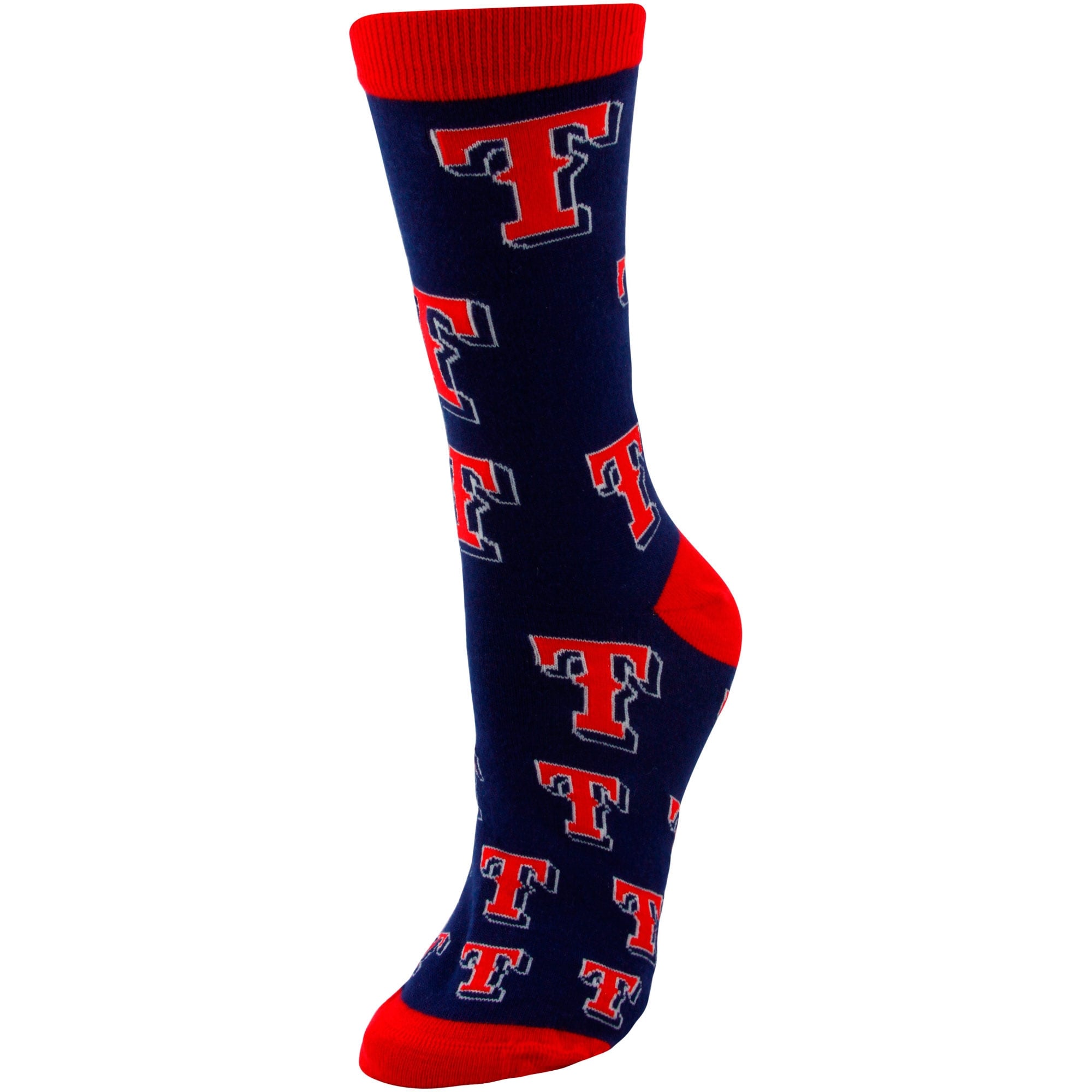 Texas Rangers Women's Descending Grid Logo Socks - Navy Blue