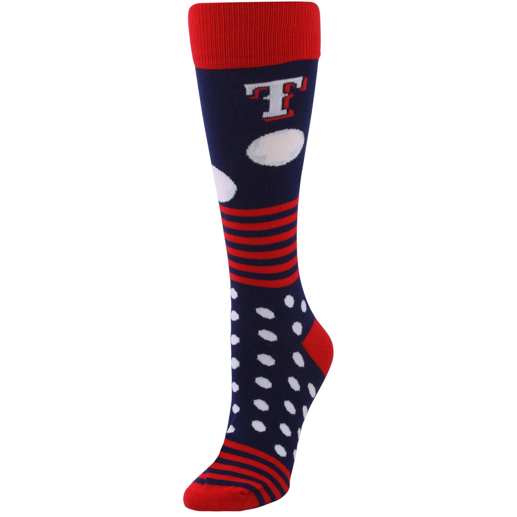 Texas Rangers Women's Dots & Stripes Socks - Navy Blue/Red