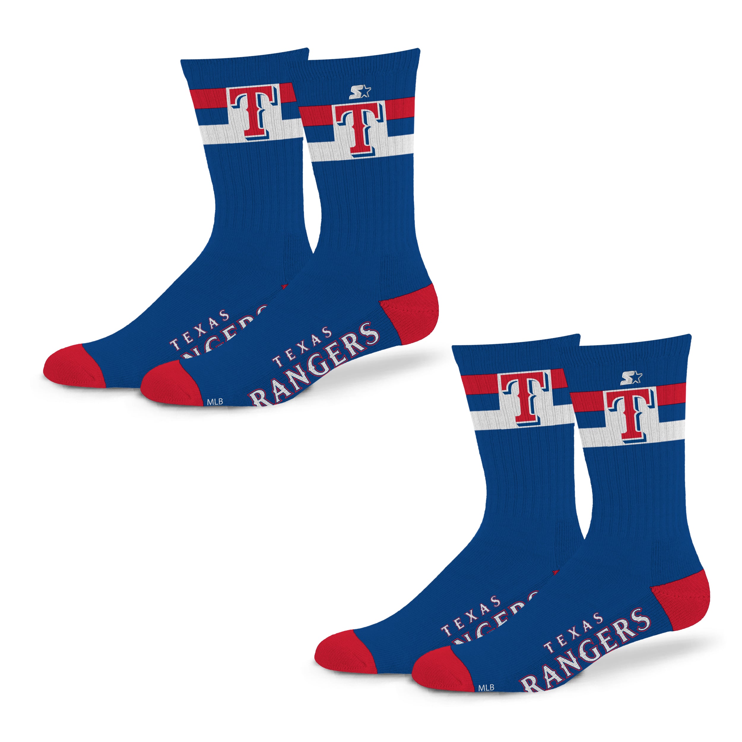 Unisex Texas Rangers Starter Team Color 2-Stripe 2-Pack Crew Socks Set