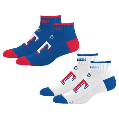  Texas Rangers Starter Unisex Two-Pack Front & Center Quarter Length Socks