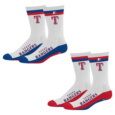  Texas Rangers Starter Unisex Two-Pack Stripe Top End Crew Socks
