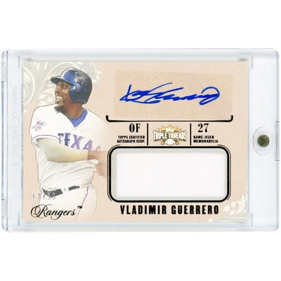 Vladimir Guerrero Texas Rangers Autographed 2014 Topps Triple Threads Unity Jumbo Game Used Jersey Relic #UAJR-VG1 #13/99 Card