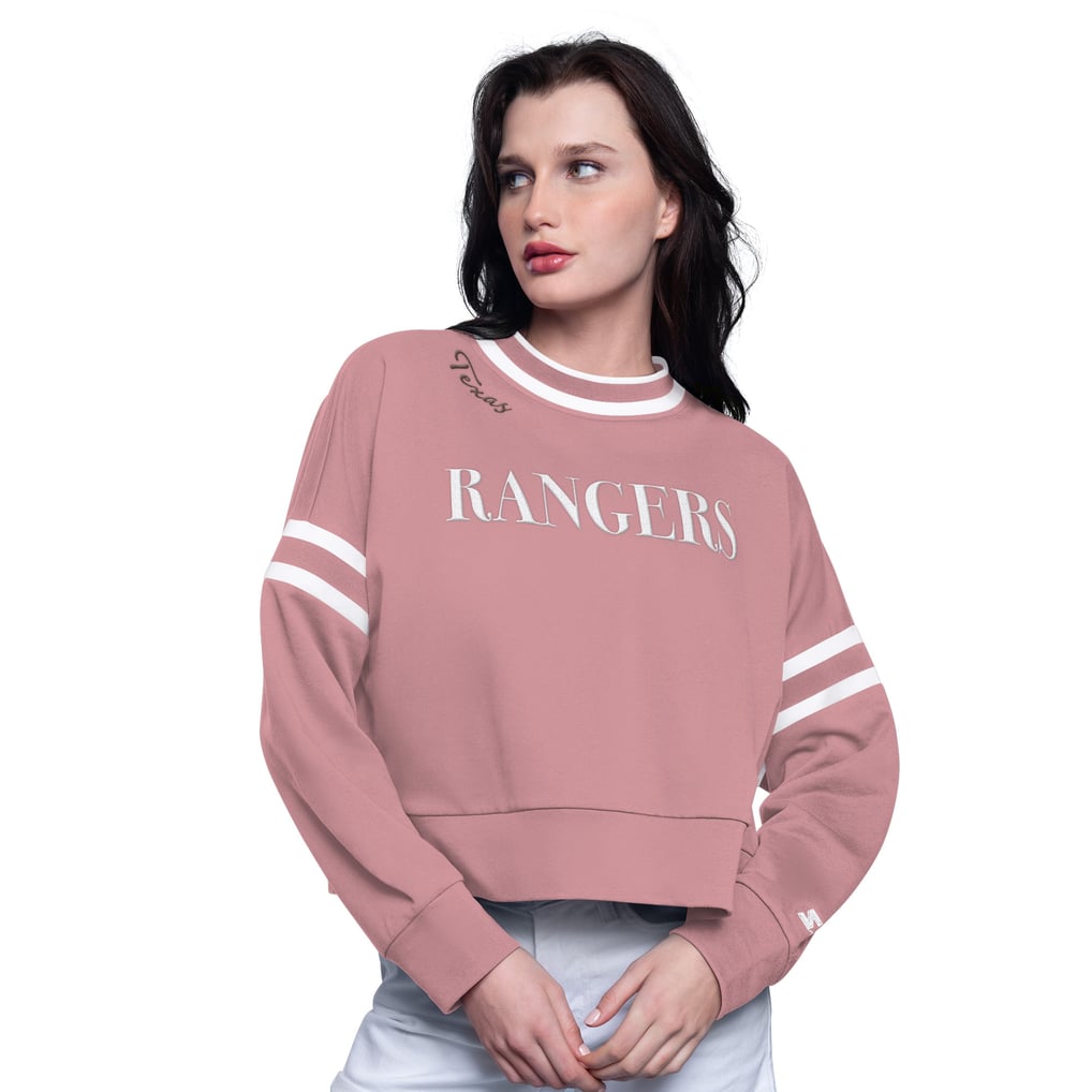 Women's Texas Rangers Starter Pink Power Play Cropped Pullover Sweatshirt