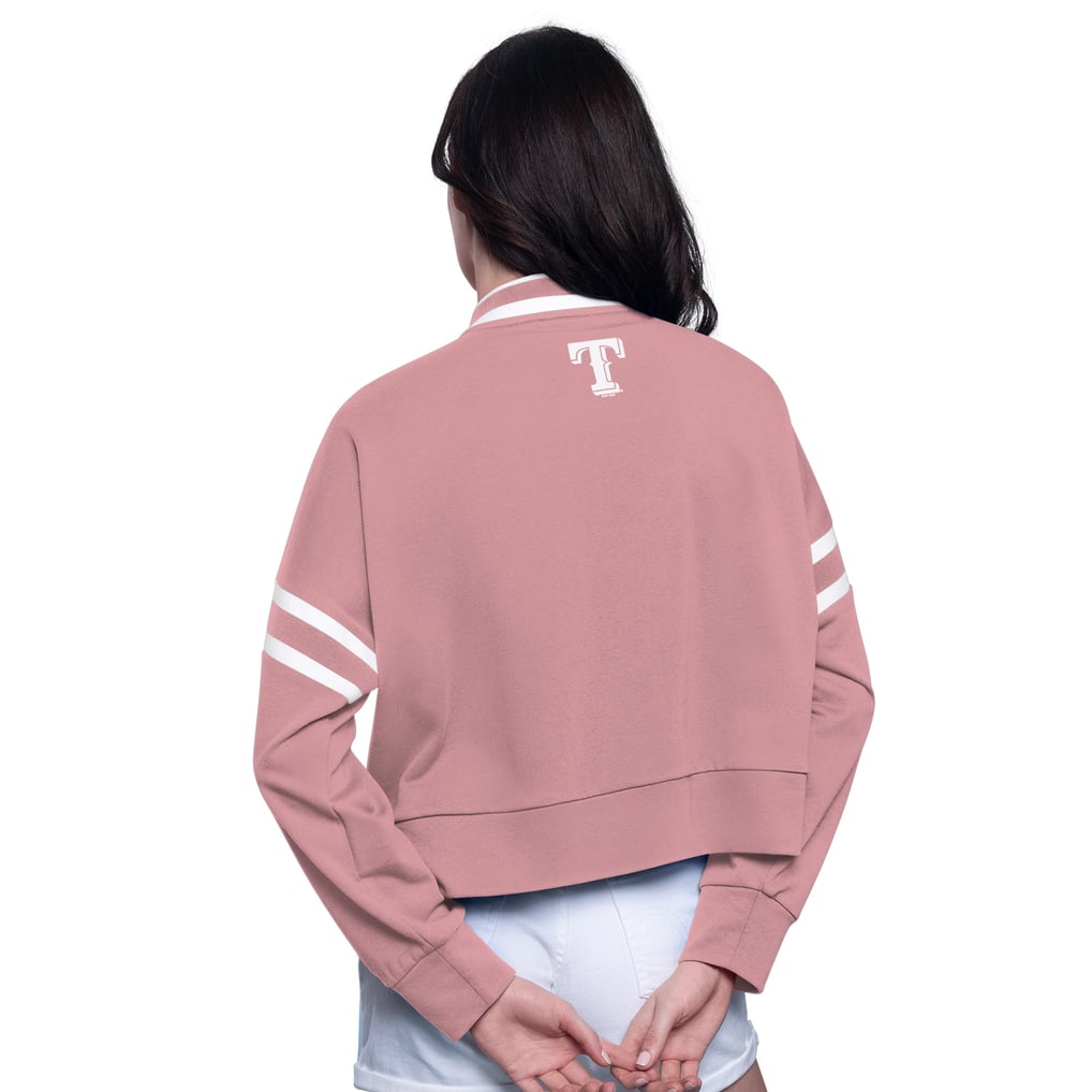 Women's Texas Rangers Starter Pink Power Play Cropped Pullover Sweatshirt