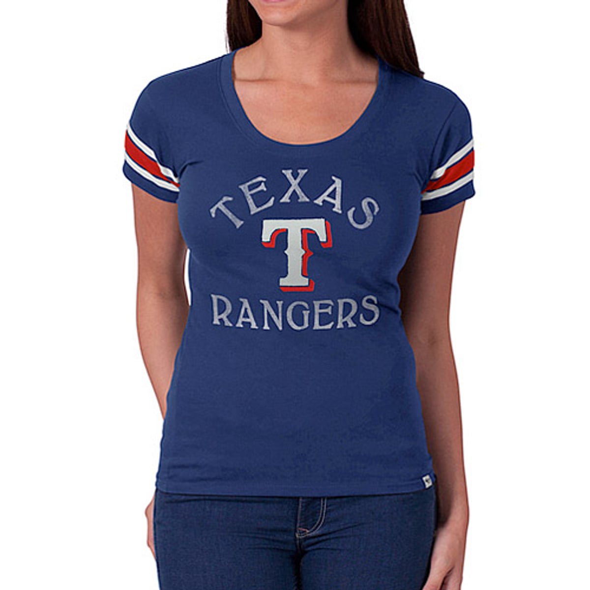 Women's Texas Rangers '47 Royal Off Campus IV Logo Center T-Shirt