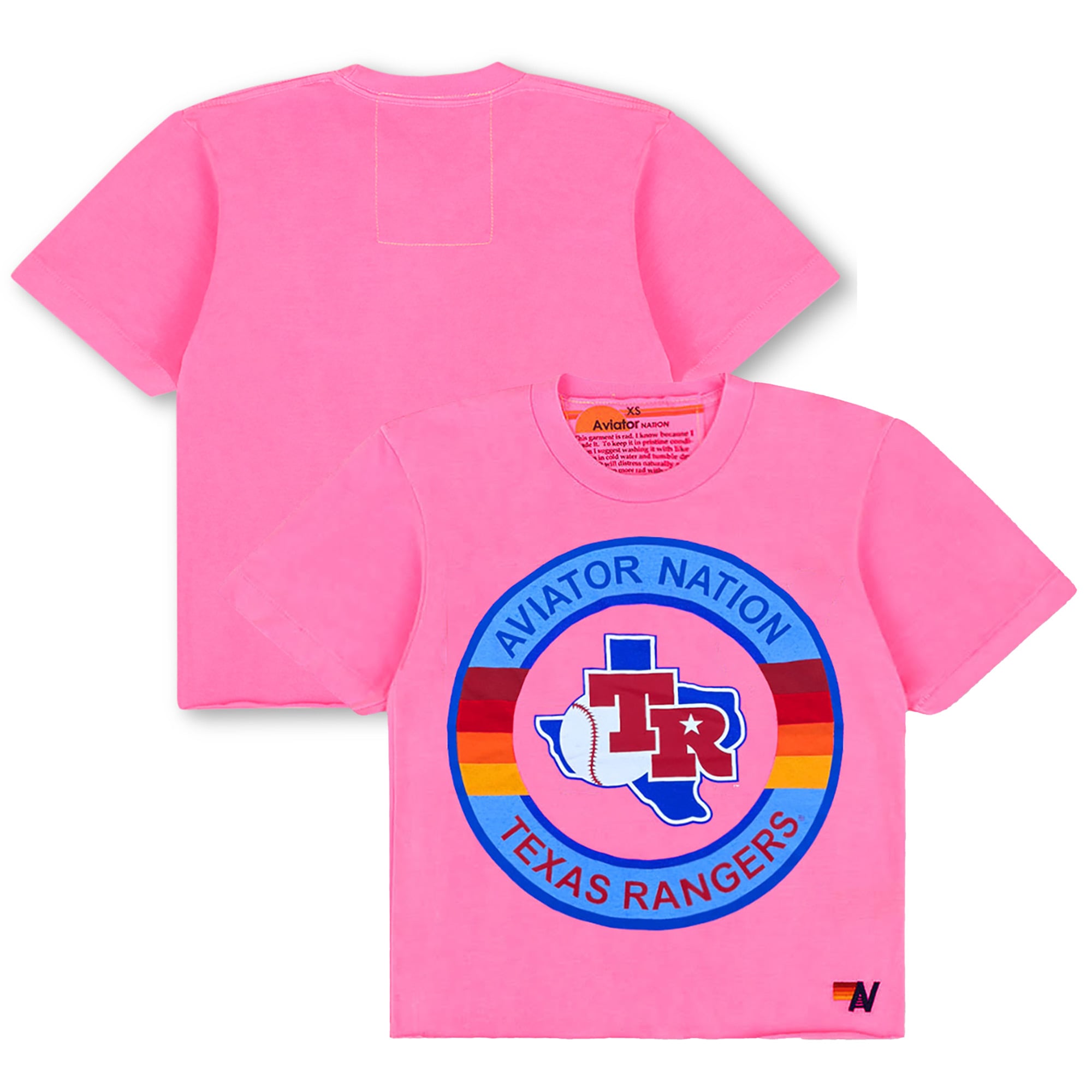 Women's Texas Rangers Aviator Nation x MLB Pink Tri-Blend Boyfriend T-Shirt