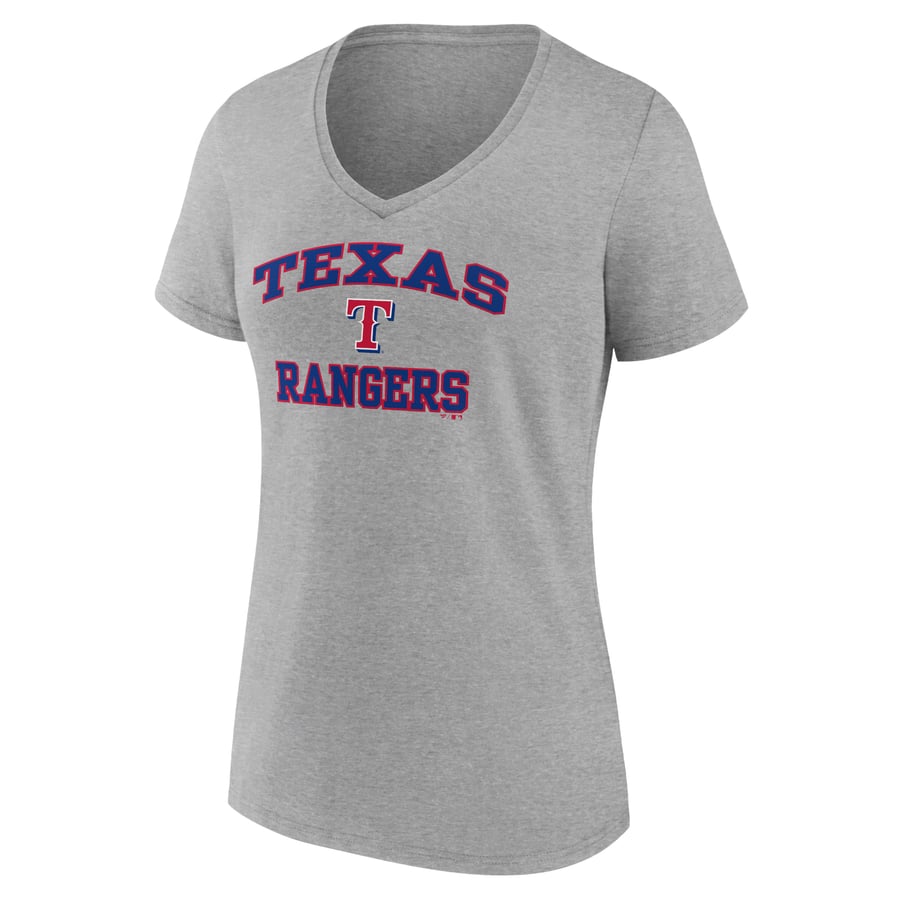 Women's Texas Rangers Gray Heart and Soul V-Neck T-Shirt