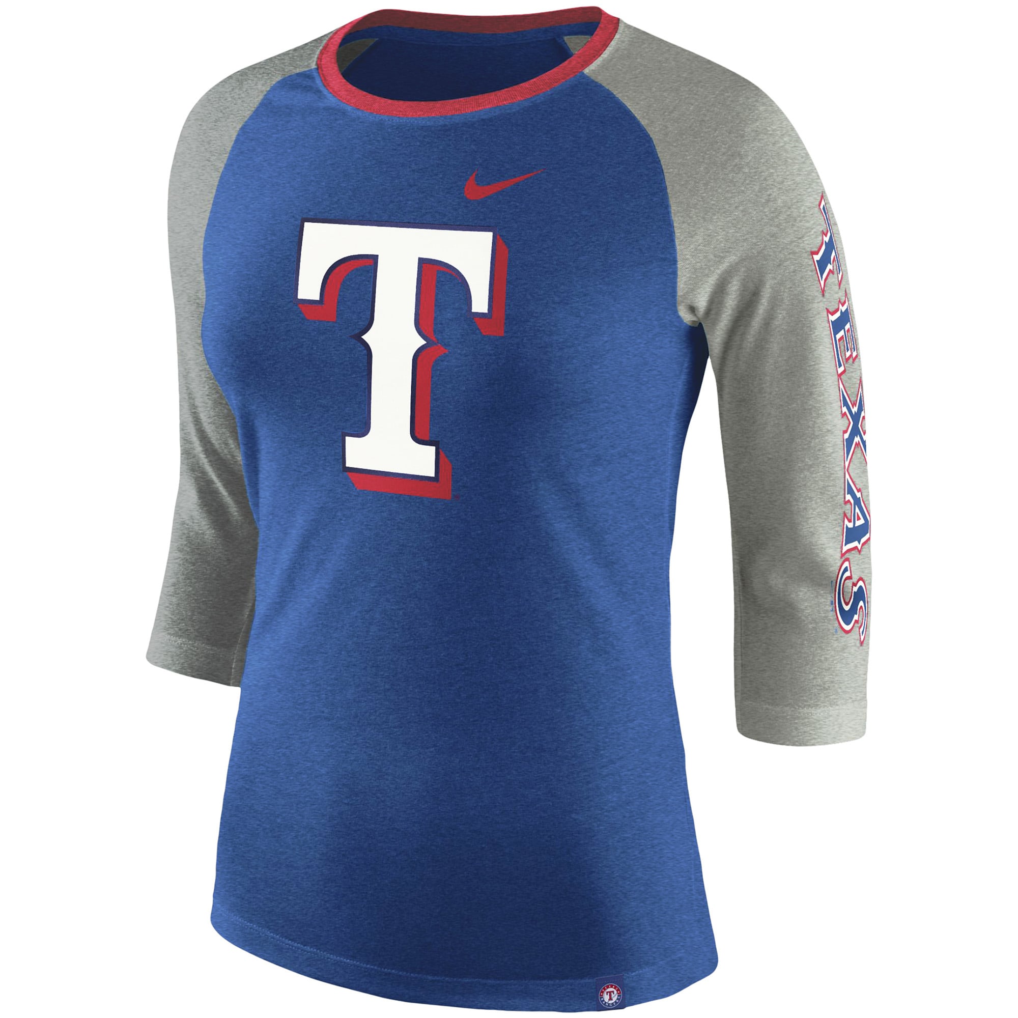 Women's Texas Rangers Nike Heathered Royal Tri-Blend 3/4-Sleeve Raglan ...