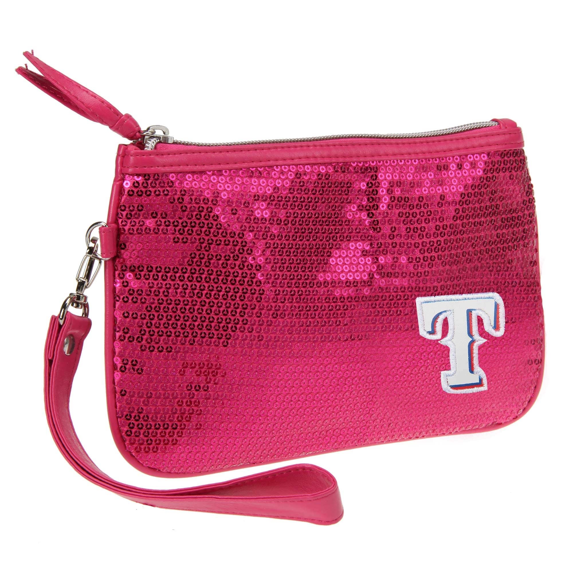 Women's Texas Rangers Pink Sequin Stat Wristlet Purse