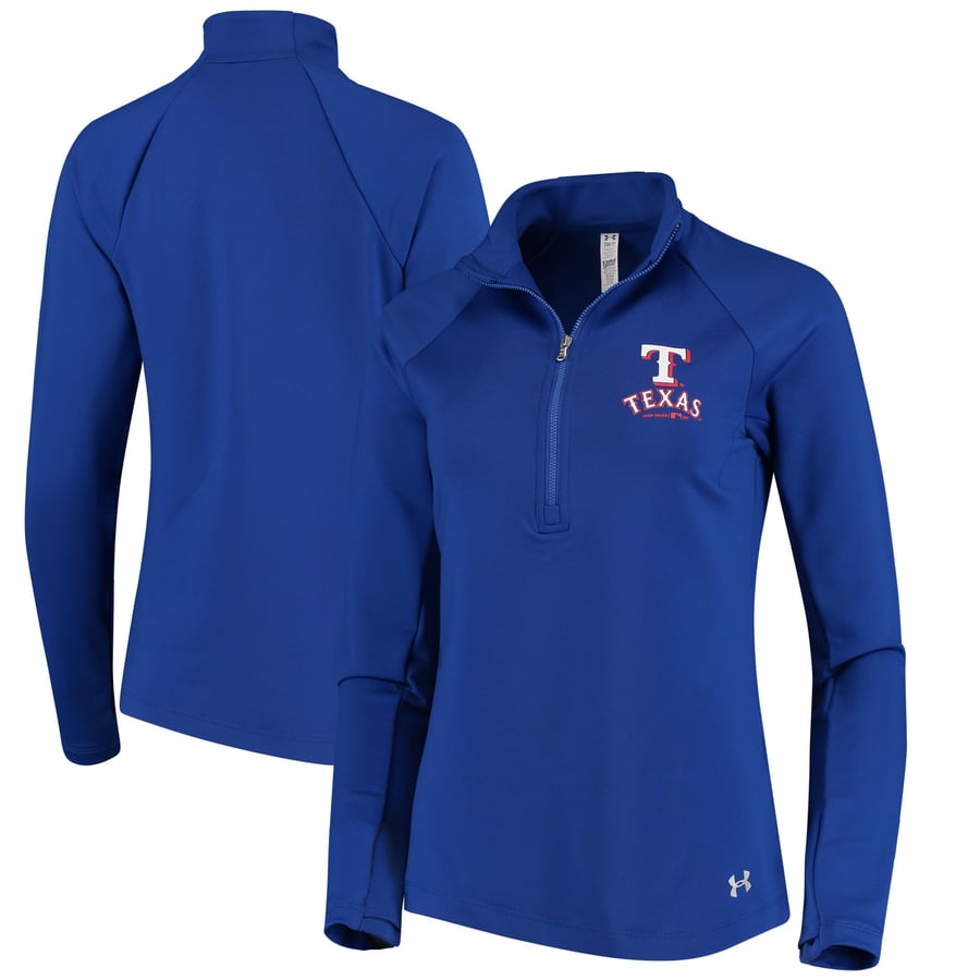 Women's Texas Rangers Under Armour Royal Team Logo Half-Zip Performance ...