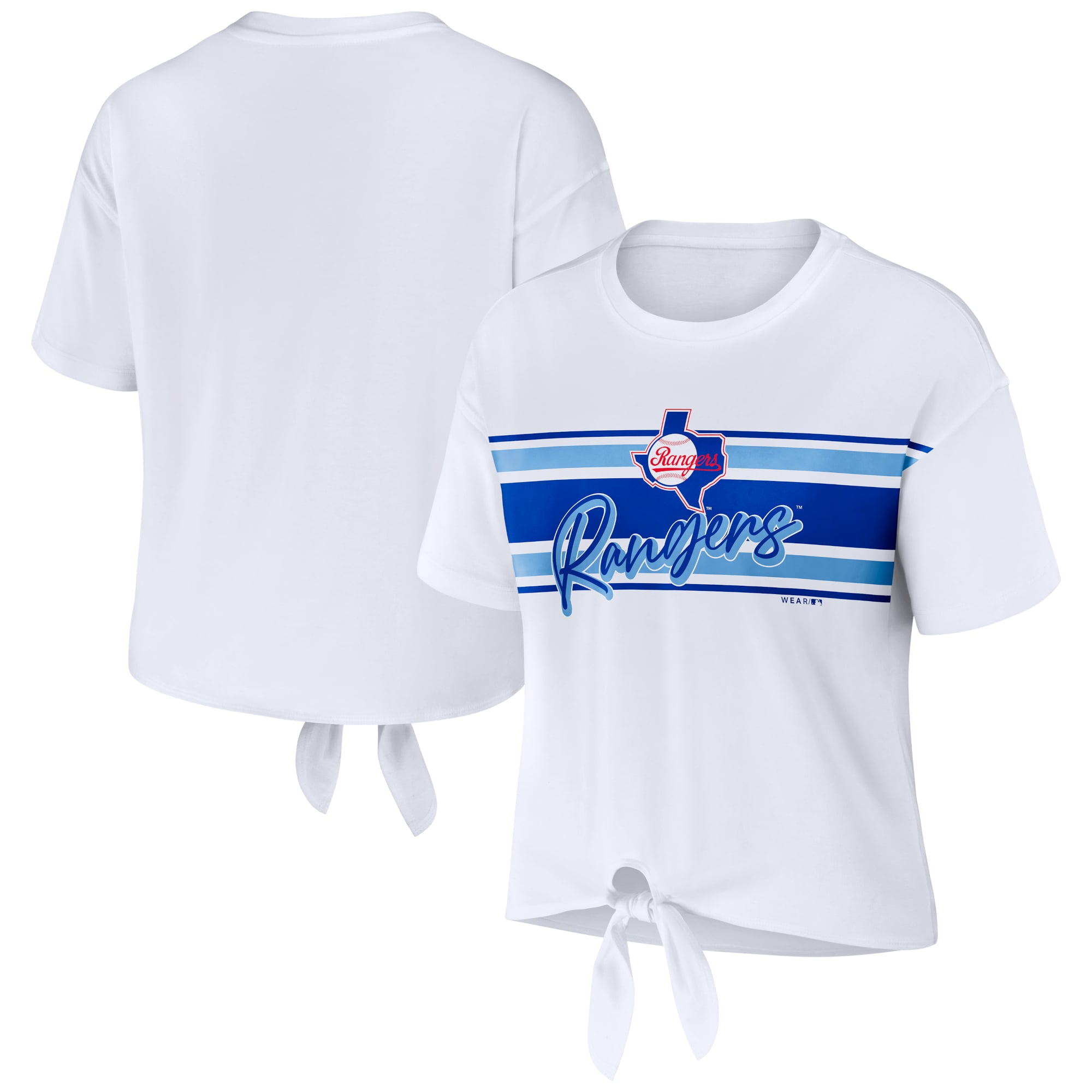 Texas Rangers WEAR by Erin Andrews Women's Tie-Front T-Shirt - White