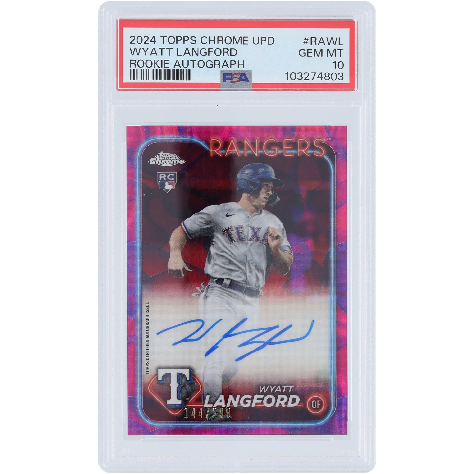 Wyatt Langford Texas Rangers Autographed 2024 Topps Chrome Update 