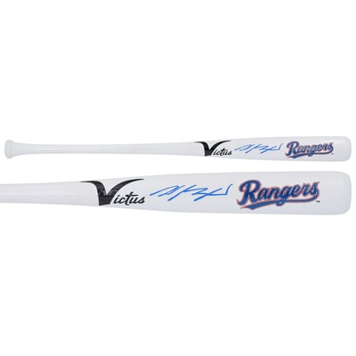Wyatt Langford Texas Rangers Autographed Fanatics Authentic Victus Team ID Mini Bat 