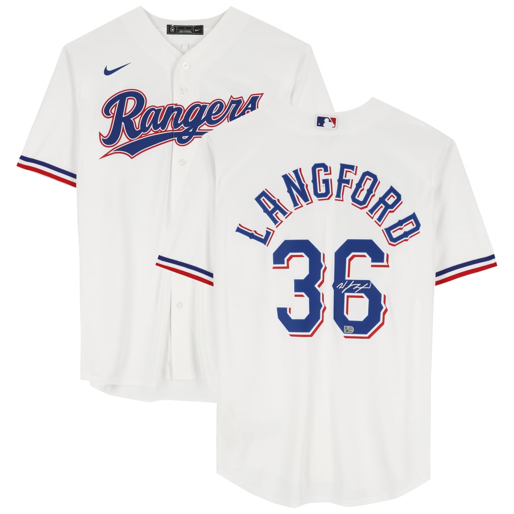 Wyatt Langford Texas Rangers Autographed Fanatics Authentic White 