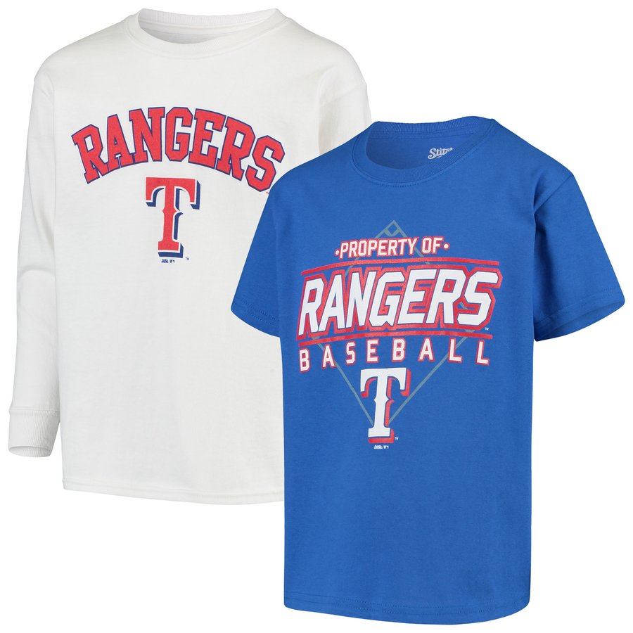 Youth Texas Rangers Stitches Royal/White T-Shirt Combo Set