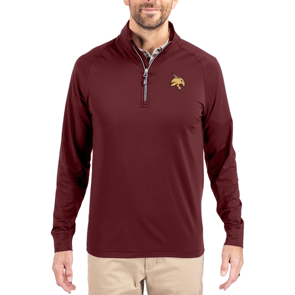 Texas State Bobcats Cutter & Buck Adapt Eco Knit Stretch Recycled Quarter-Zip Pullover - Maroon