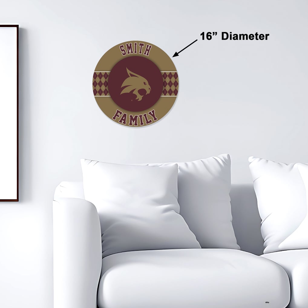 Texas State Bobcats 16" Personalized Circle Wall Art