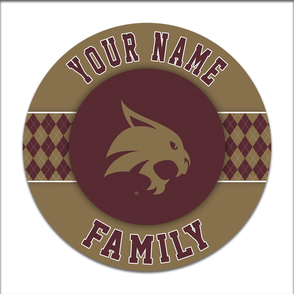 Texas State Bobcats 16" Personalized Circle Wall Art