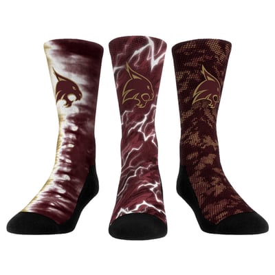 Texas State Bobcats Rock Em Unisex Three-Piece Team Tones Crew Socks Set