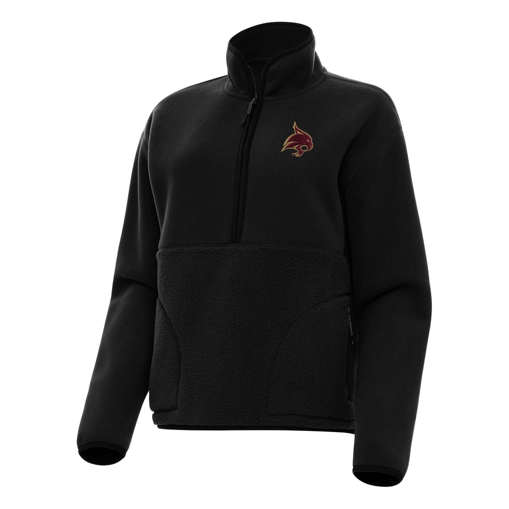 Texas State Bobcats Antigua Women's Figure Half-Zip Pullover Sweatshirt - Black