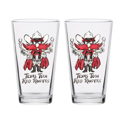  Texas Tech Red Raiders Indigo Falls Laura Wilcox Mascot Pint Glass Set of 2