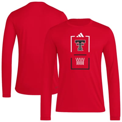  Texas Tech Red Raiders adidas On-Court Pregame Long Sleeve AEROREADY T-Shirt - Red