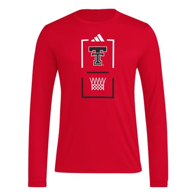  Texas Tech Red Raiders adidas On-Court Pregame Long Sleeve T-Shirt - Red