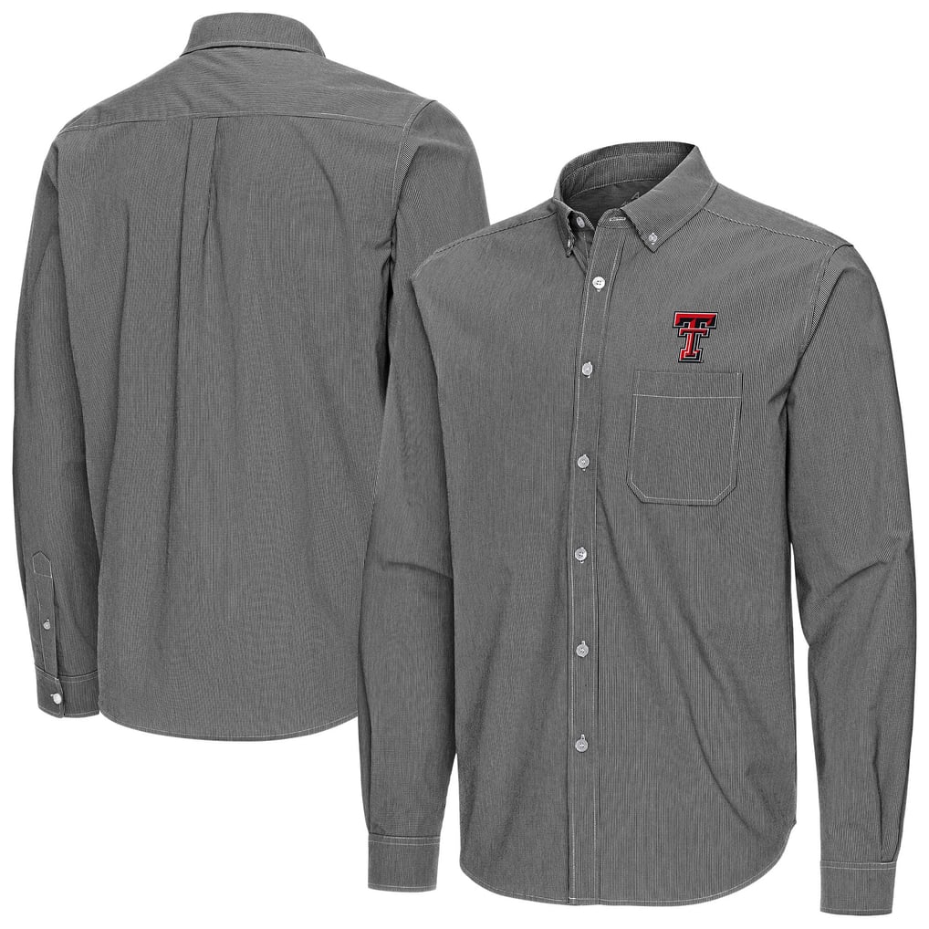 Texas Tech Red Raiders Antigua Porter Woven Tri-Blend Long Sleeve Button-Down Shirt - Black