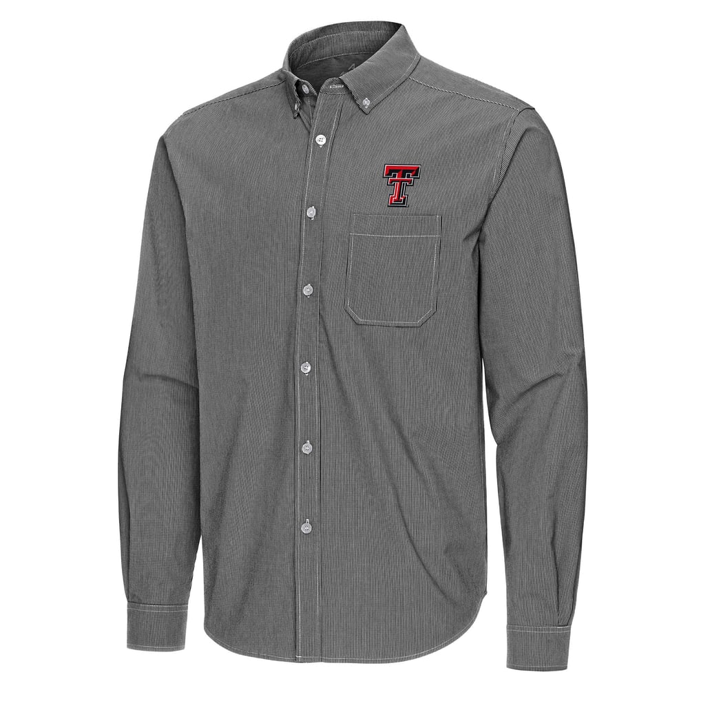 Texas Tech Red Raiders Antigua Porter Woven Tri-Blend Long Sleeve Button-Down Shirt - Black