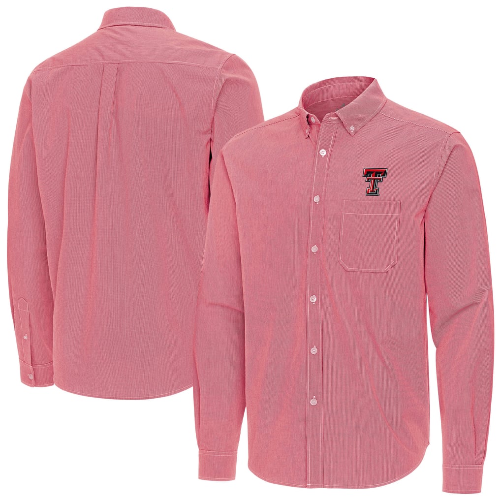 Texas Tech Red Raiders Antigua Porter Woven Tri-Blend Long Sleeve Button-Down Shirt - Red