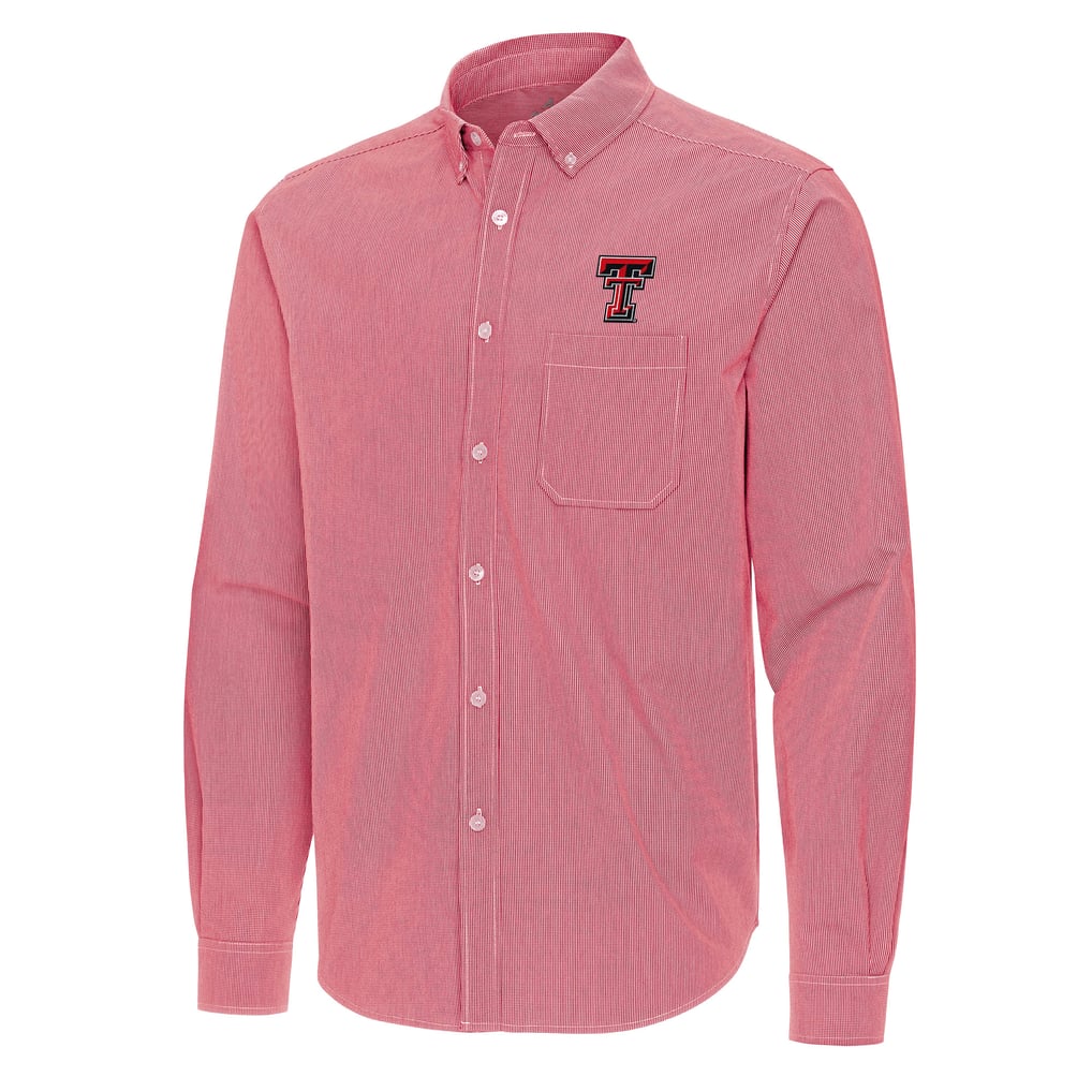 Texas Tech Red Raiders Antigua Porter Woven Tri-Blend Long Sleeve Button-Down Shirt - Red