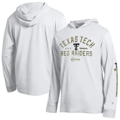  Texas Tech Red Raiders Champion Operation Hat Trick Sleeve Line Hooded Long Sleeve T-Shirt - White