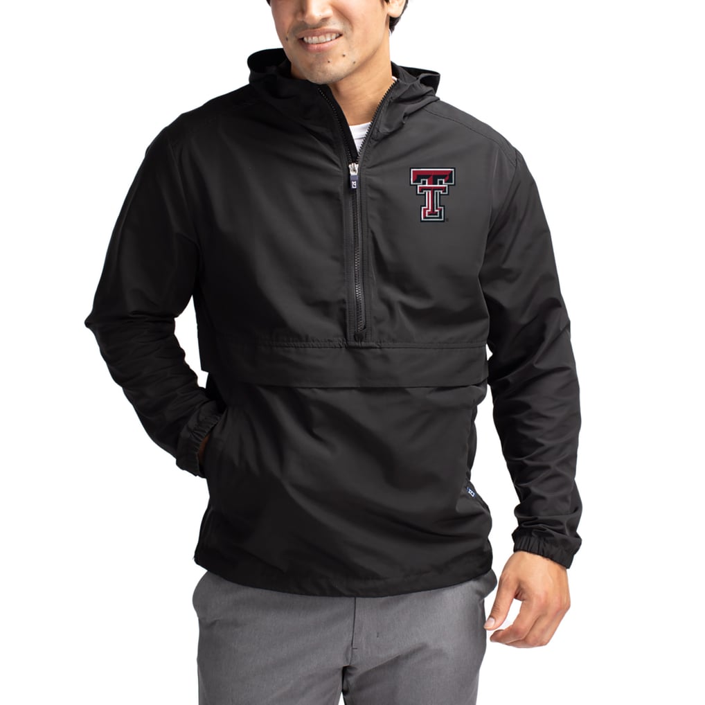 Texas Tech Red Raiders Cutter & Buck Charter Eco Recycled Half-Zip Anorak Jacket - Black