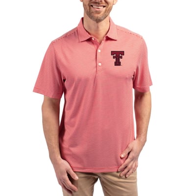  Texas Tech Red Raiders Cutter & Buck Forge Recycled Double Stripe 4-Way Stretch Polo - Red