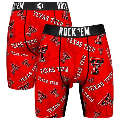  Texas Tech Red Raiders Rock Em All Over Logo Boxer Briefs - Red