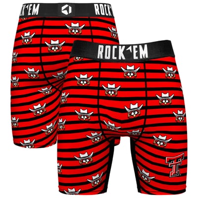  Texas Tech Red Raiders Rock Em Mascot Stripes Boxer Briefs - Red