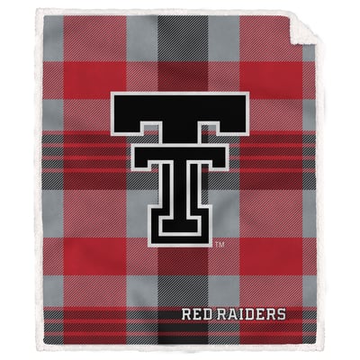 Texas Tech Red Raiders Pegasus Bold Plaid Steel 50" x 60" Ultra Cozy Sherpa Blanket