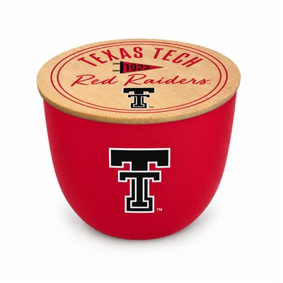Texas Tech Red Raiders Pegasus Script Circle Wood Top 16oz. Ceramic Candle
