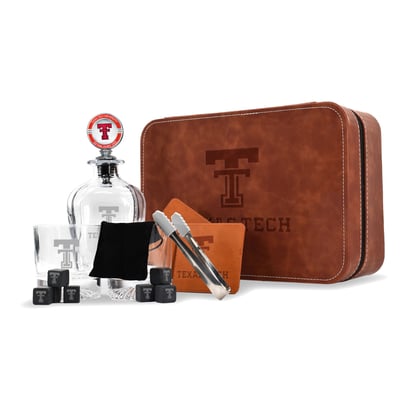 Texas Tech Red Raiders The Memory Company Whiskey Decanter Set & Faux Leather Case