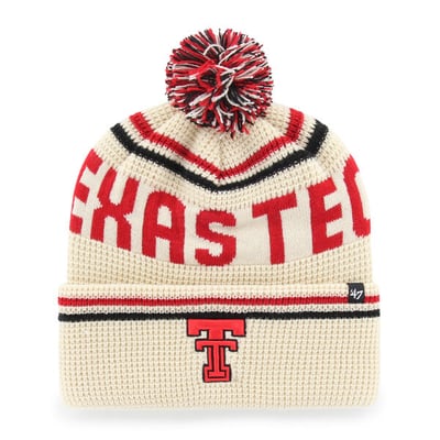  Texas Tech Red Raiders '47 Unisex Quattrle Waffle Cuffed Knit Hat with Pom - Cream