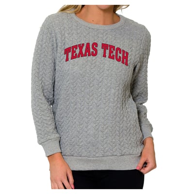 Texas Tech Red Raiders Flying Colors Apparel Women's Kinsley Quilted Sweater - Heather Gray
