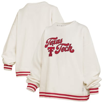 Texas Tech Red Raiders Pressbox Women's Bonanza Chenille Ribbed Sweatshirt - Cream