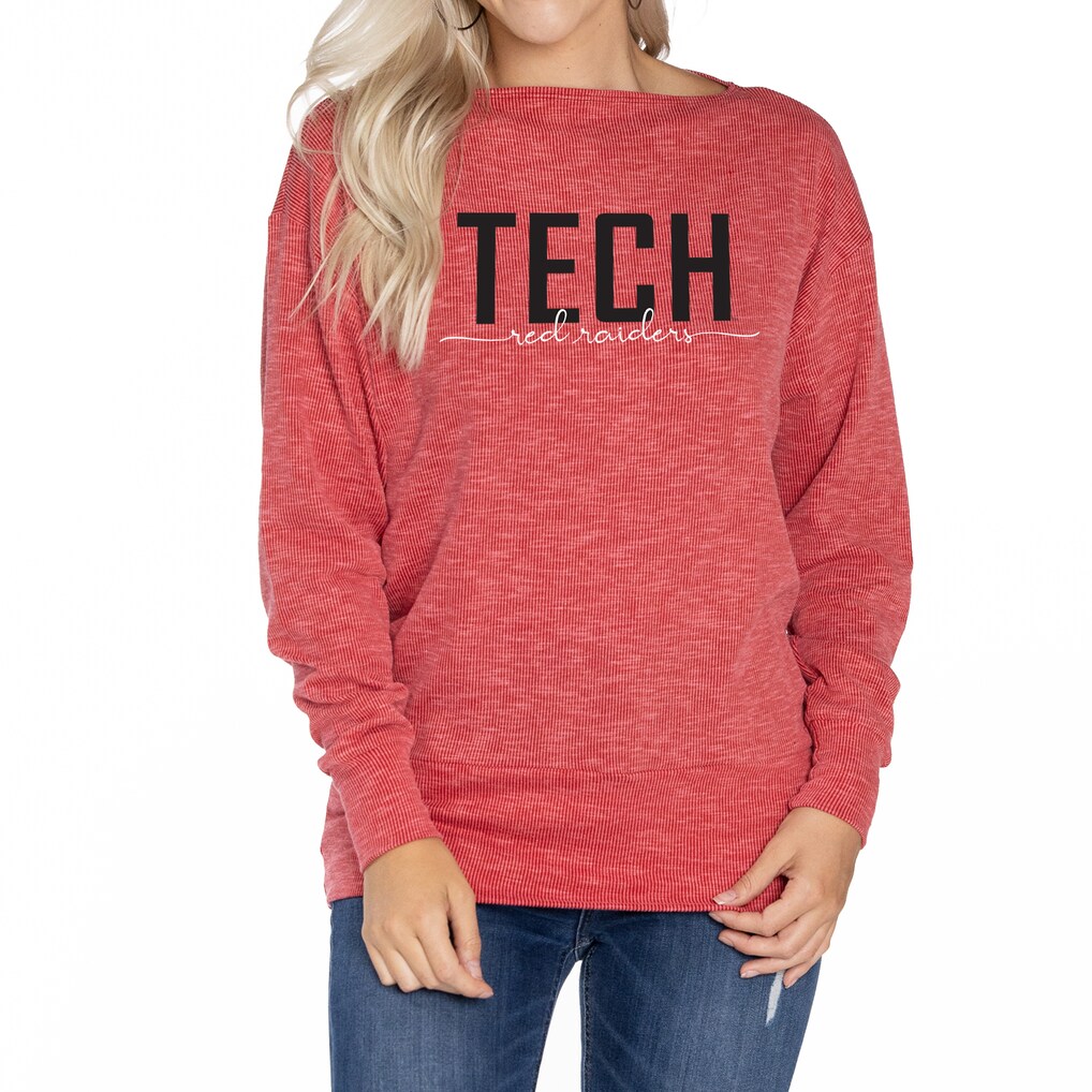 Texas Tech Red Raiders Women's Lainey Ribbed Tunic Tri-Blend Pullover Sweatshirt - Red