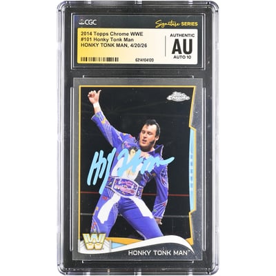 The Honky Tonk Man WWE Autographed 2014 Topps Chrome WWE #101 CGC Fanatics Witnessed Authenticated AUTO 10 Card