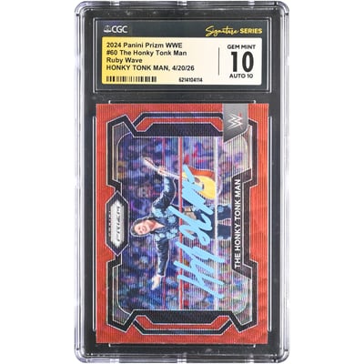 The Honky Tonk Man WWE Autographed 2024 Panini Prizm WWE #60 CGC Fanatics Witnessed Authenticated 10/10 Card